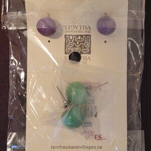 New Green and Purple Dot Earrings | Ten Thousand villages